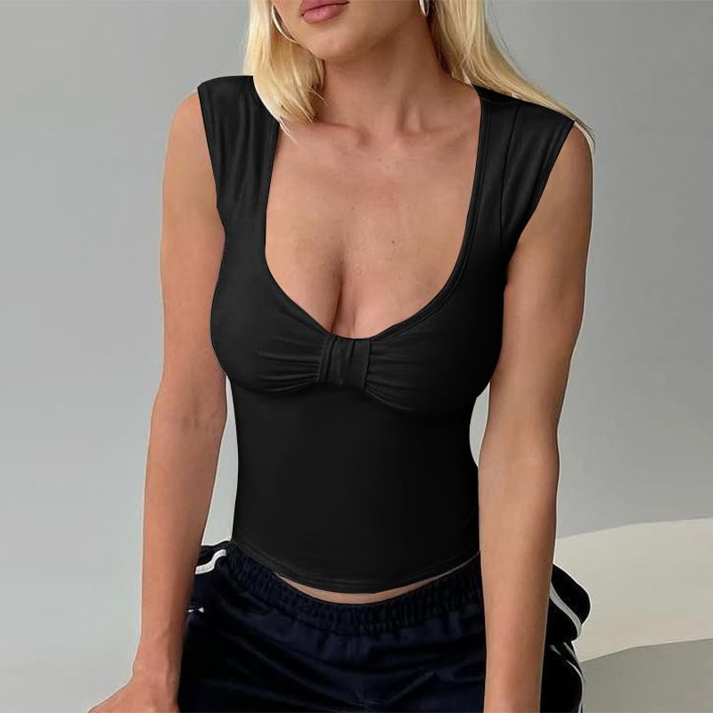 Sleeveless Scoop Neck Crop Top