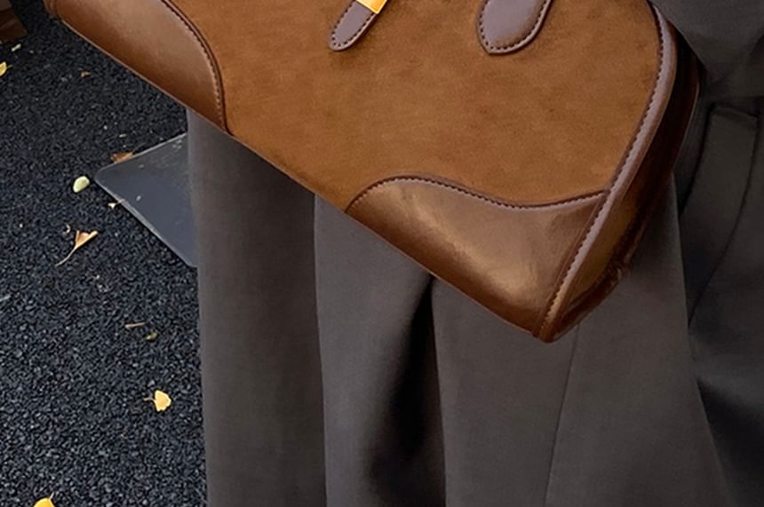 Faux Leather Paneled Shoulder Bag