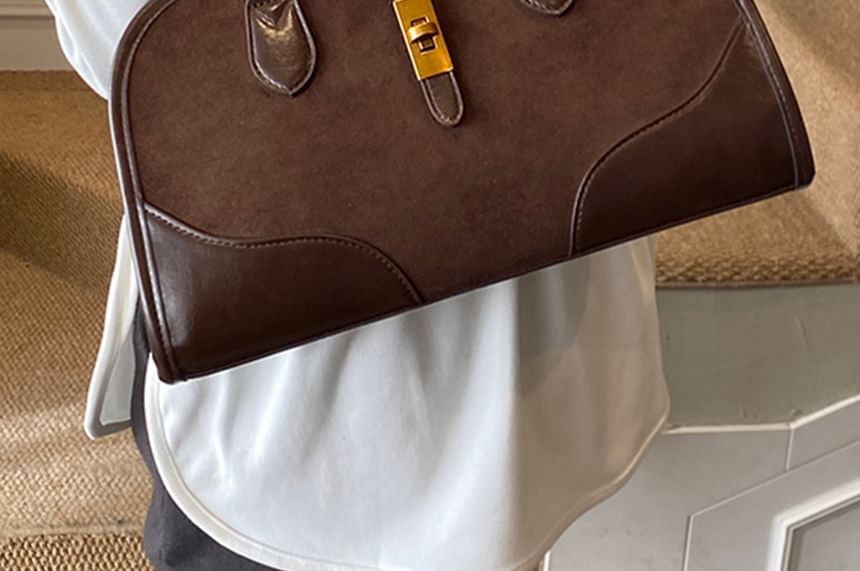 Faux Leather Paneled Shoulder Bag