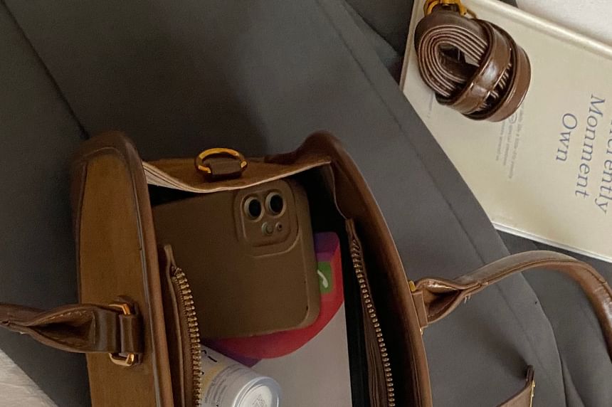 Faux Leather Paneled Shoulder Bag