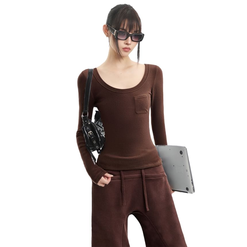 Slim Fit Scoop Neck Tee & Wide-Leg Sweatpants Set