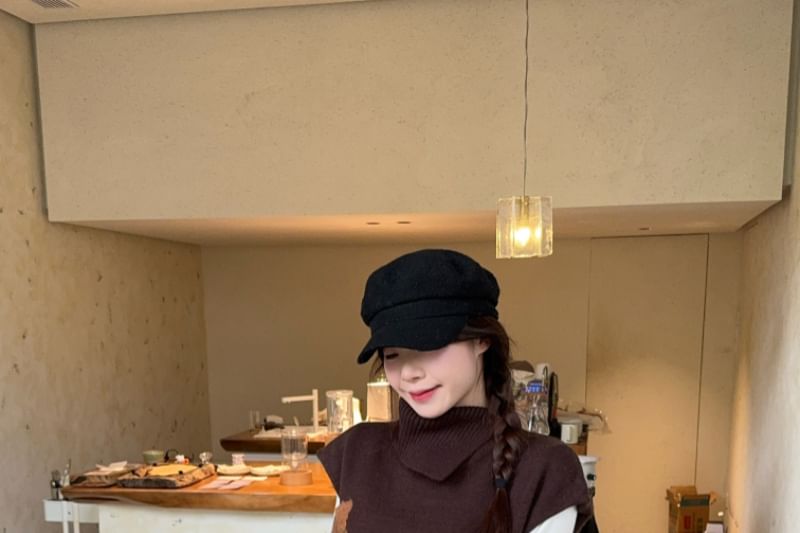 Turtleneck Cap-Sleeve Knit Top or Long-Sleeve Tee