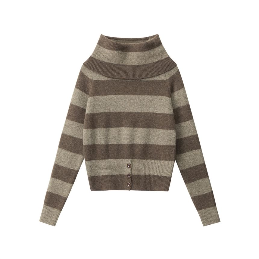 Off-Shoulder Striped Long-Sleeved Loose-Fit Sweater