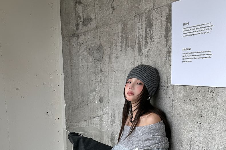 Off-Shoulder Paneled Hoodie with Drop Shoulder Sleeves