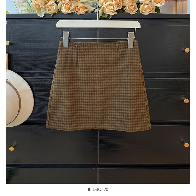 Gingham Mini A-Line Skirt
