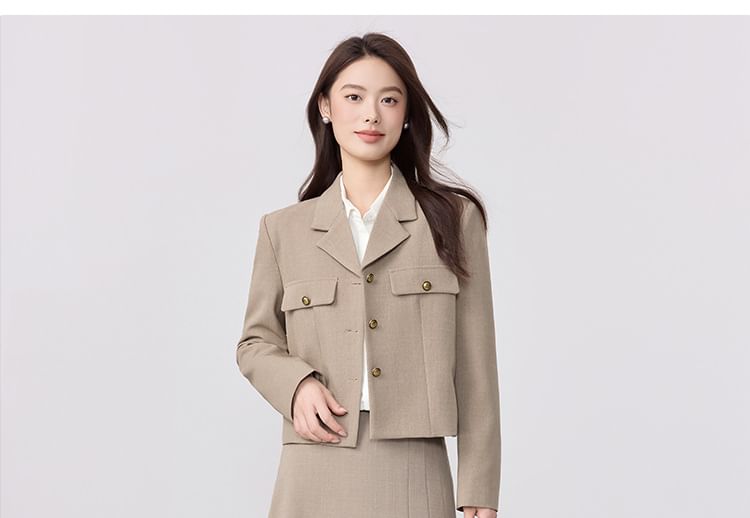 Tailored Blazer, High Waist Maxi Skirt, Long Sleeve Blouse