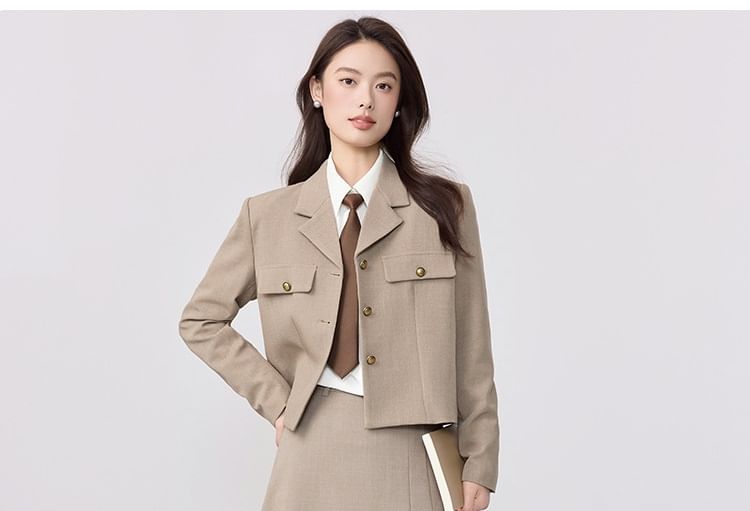 Lapel Collar Blazer & Maxi Skirt Set