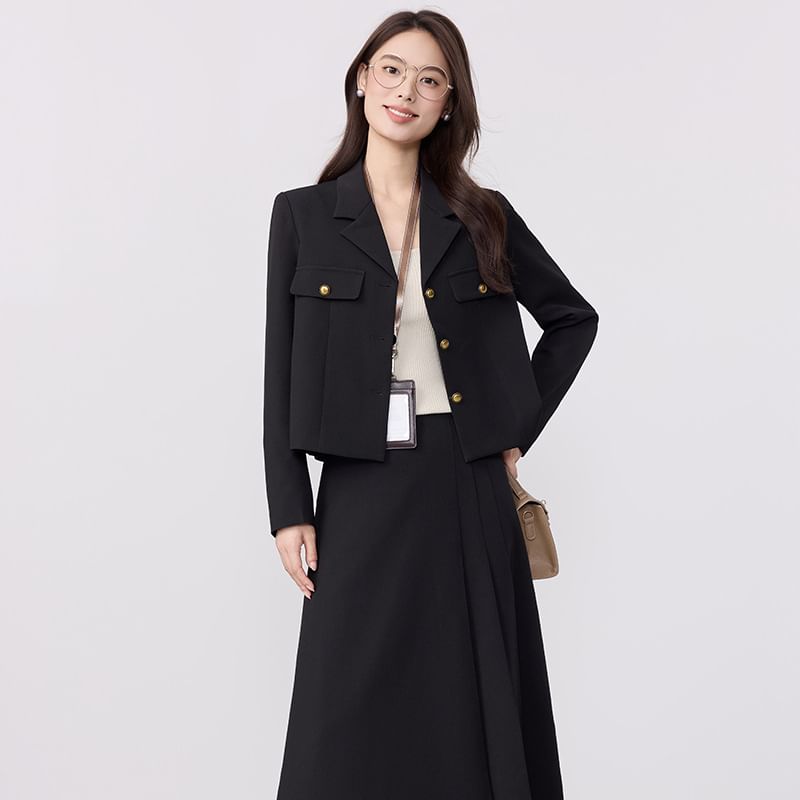 Blazer, Maxi Skirt, Long Sleeve Shirt Set