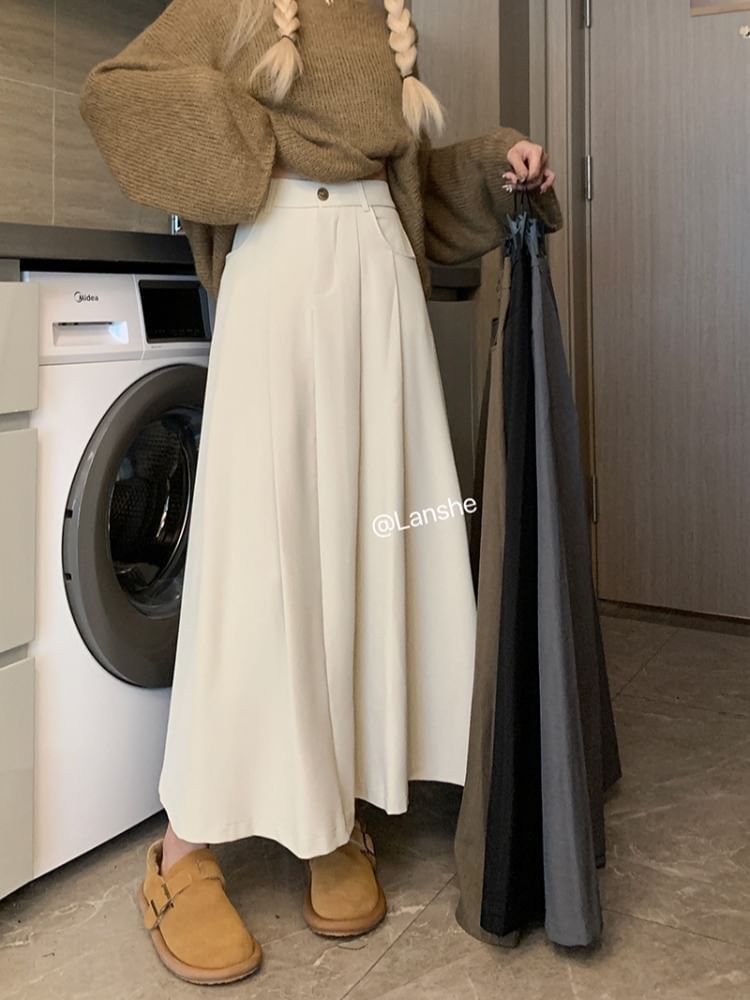 High-Waist Pleated Maxi Skirt