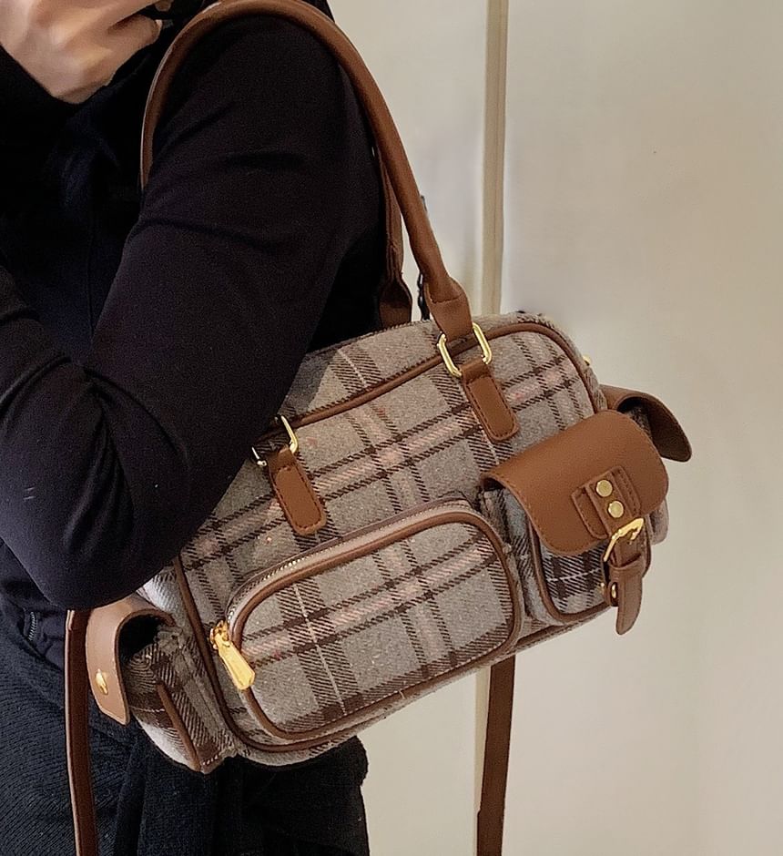 Plaid Boston Bag