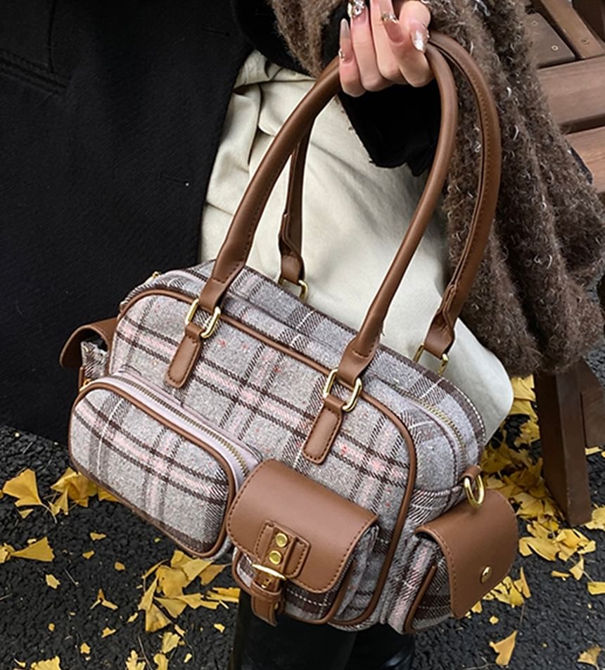 Plaid Boston Bag