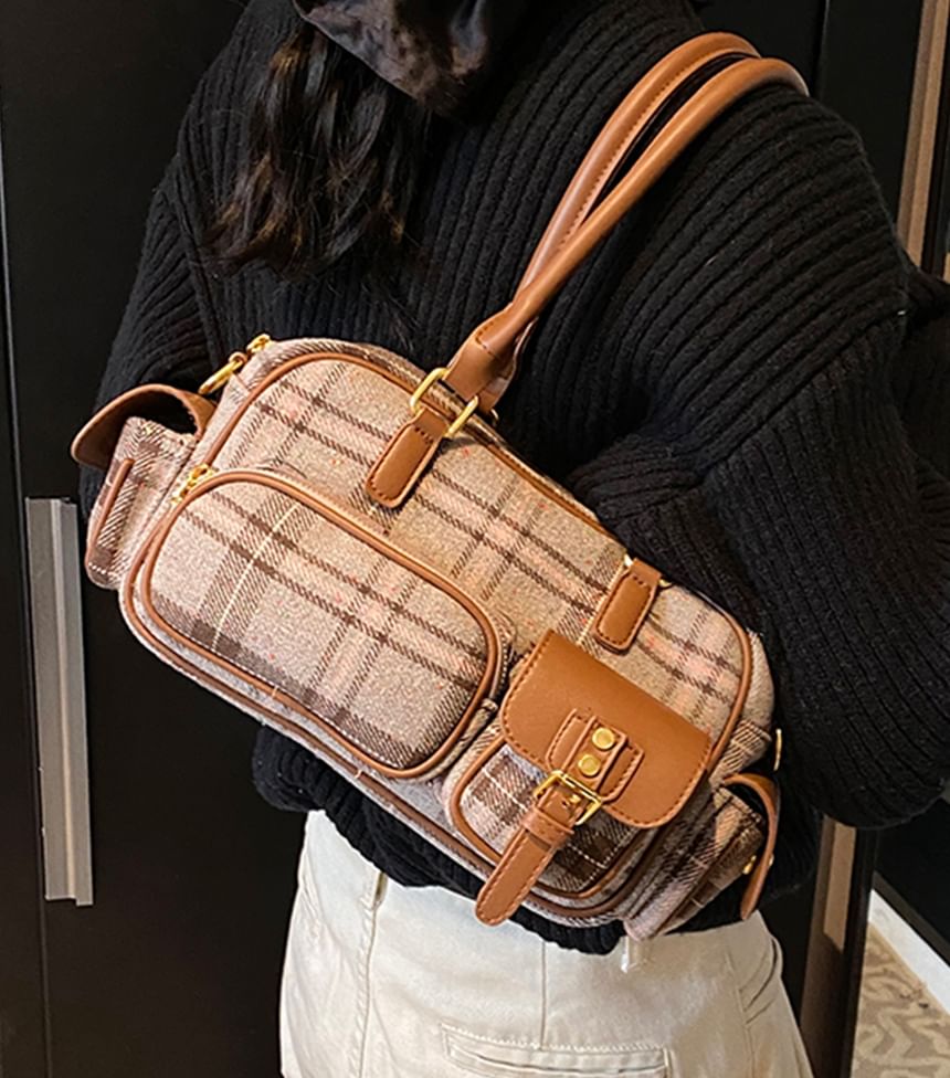 Plaid Boston Bag