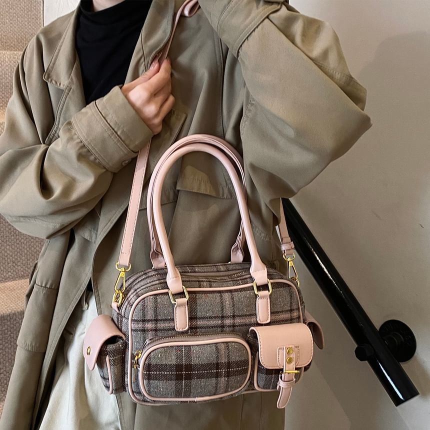 Plaid Boston Bag
