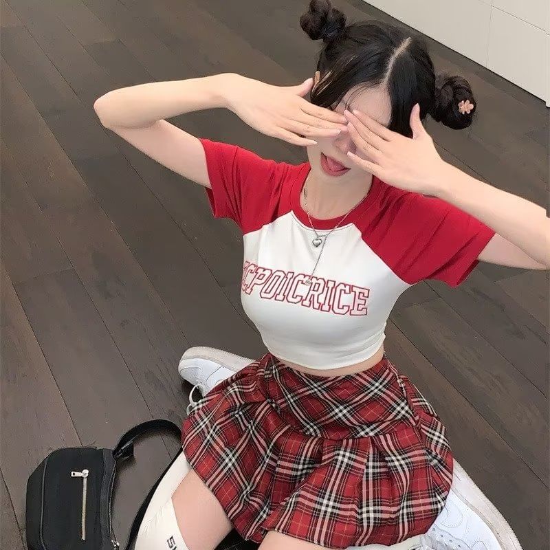 Plaid Pleated High Rise Mini A-Line Skirt