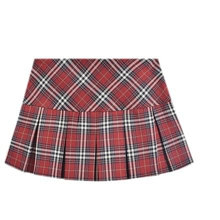 Plaid Pleated High Rise Mini A-Line Skirt