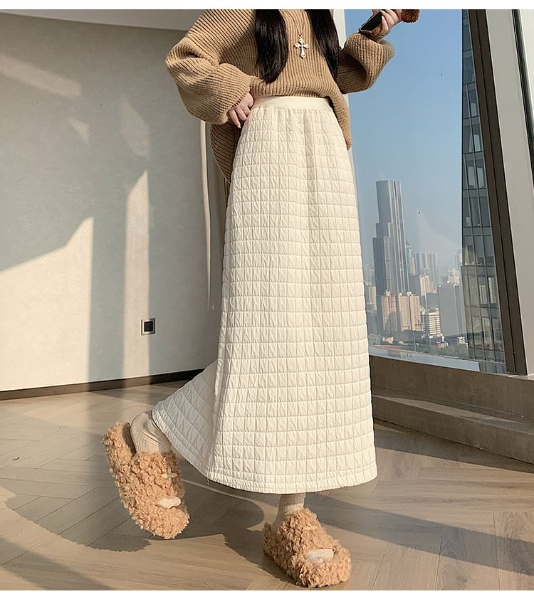 High Waist Quilted Maxi Skirt