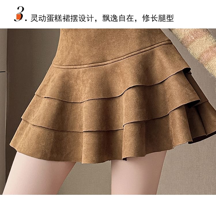 High Rise Tiered Mini Skirt