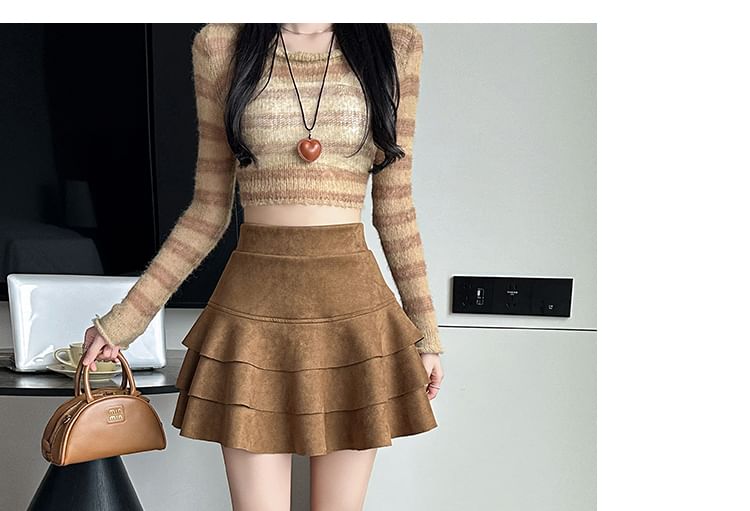 High Rise Tiered Mini Skirt