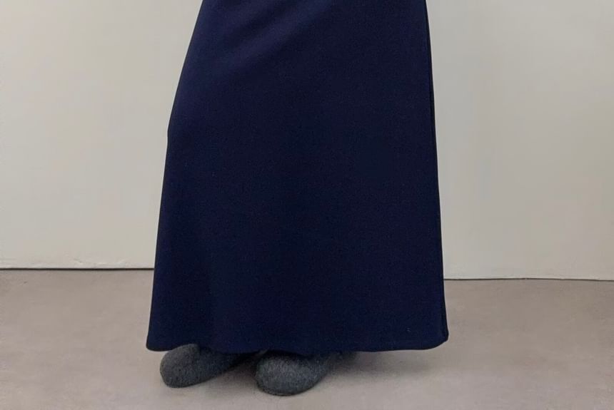 Elastic Waist Maxi A-Line Skirt