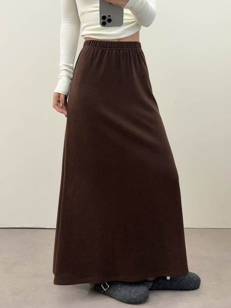 Elastic Waist Maxi A-Line Skirt