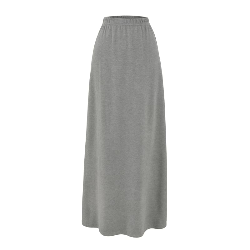 Elastic Waist Maxi A-Line Skirt