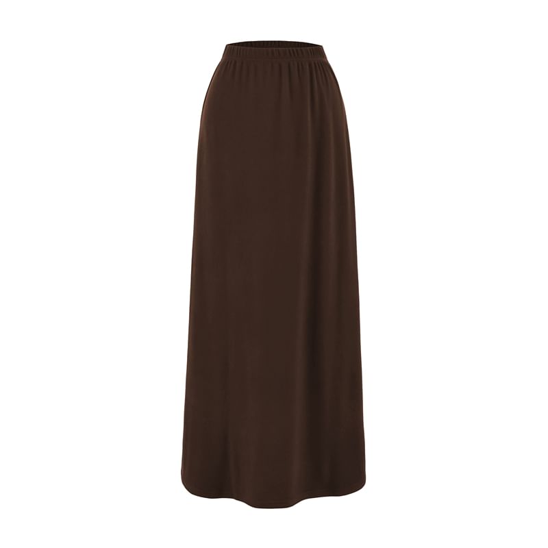 Elastic Waist Maxi A-Line Skirt