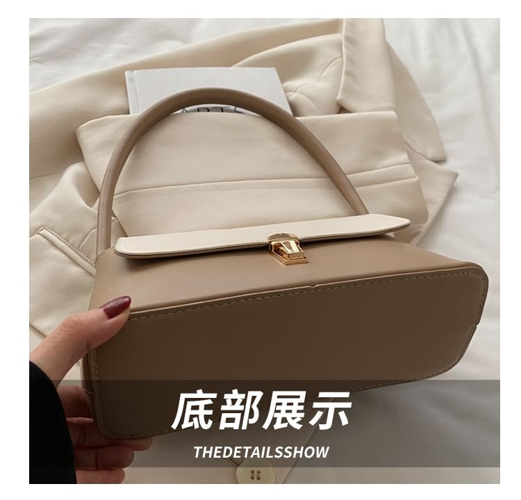 Two Tone Faux Leather Flap Shoulder Bag