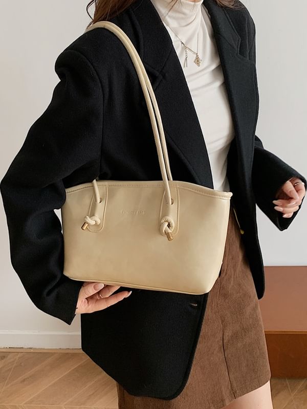 Set: Faux Leather Shoulder Bag + Pouch