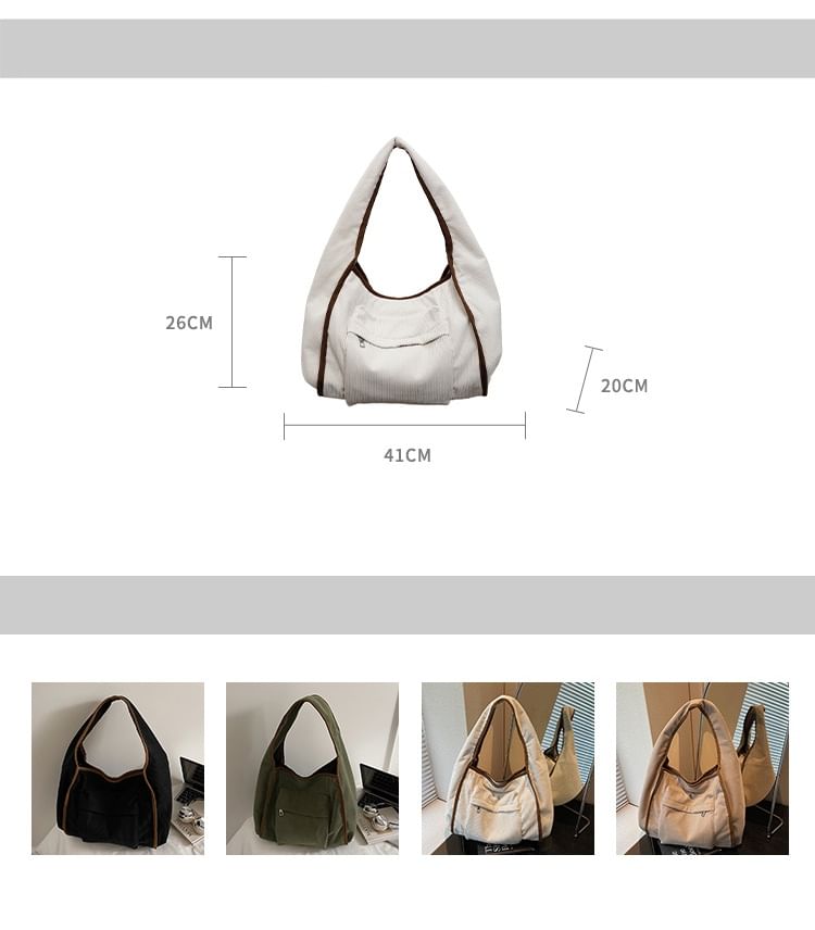Corduroy Striped Shoulder Bag