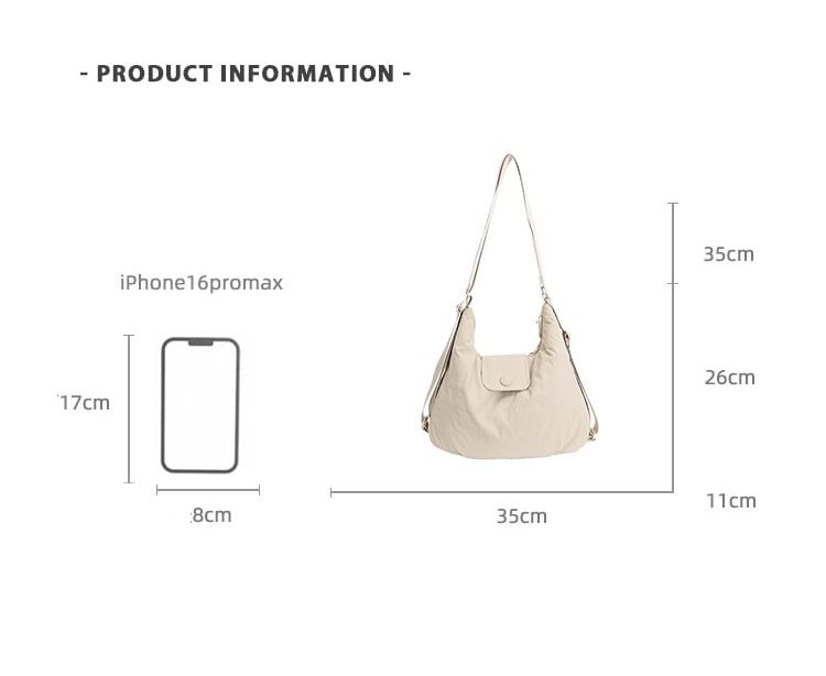 Snap Buttoned Plain Shoulder Bag