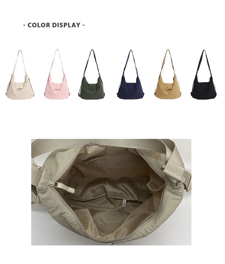 Snap Buttoned Plain Shoulder Bag