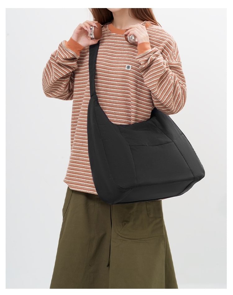 Nylon Plain Shoulder Bag