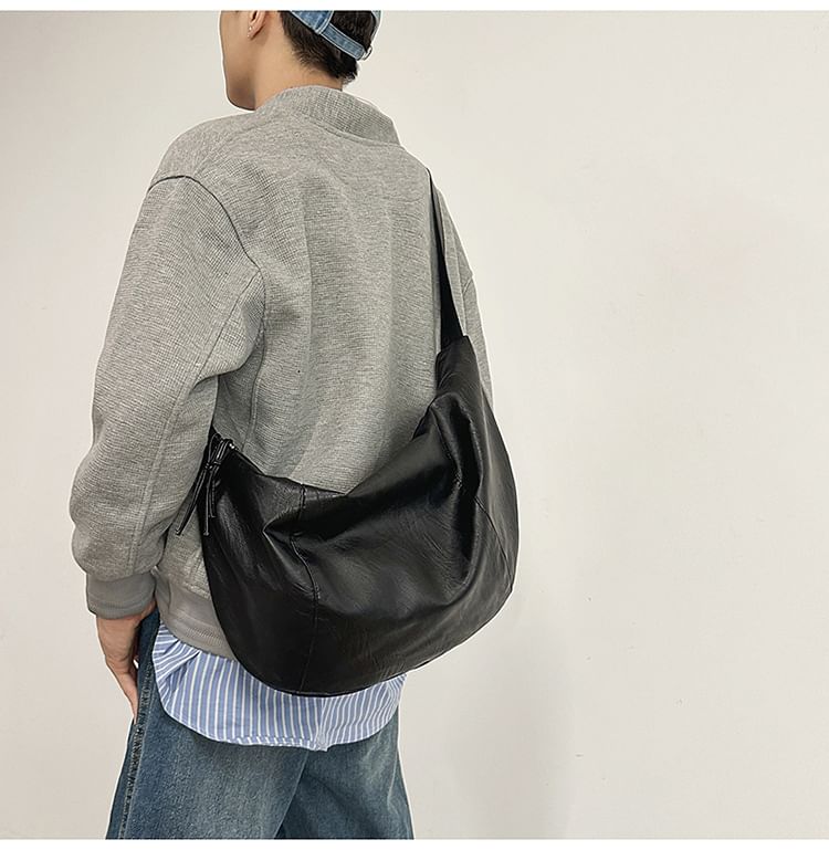 Plain Faux Leather Crossbody Bag