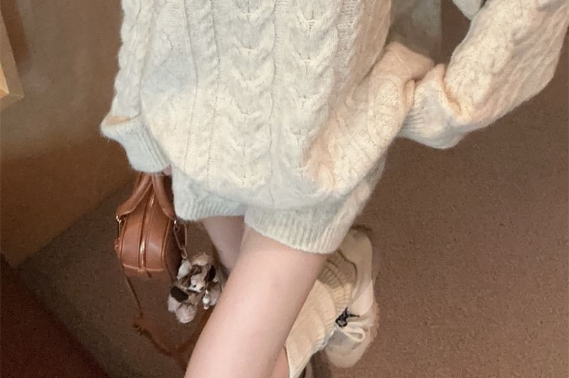 Cable Knit Sweater with Shorts and Snood Set