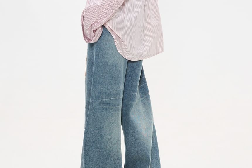 Cold Shoulder Long Sleeve Shirt with Buckle Strap Detail