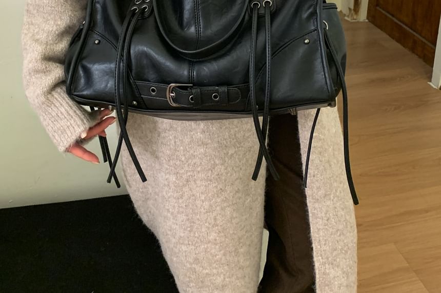 Buckled Lace Up Crossbody Shoulder Bag