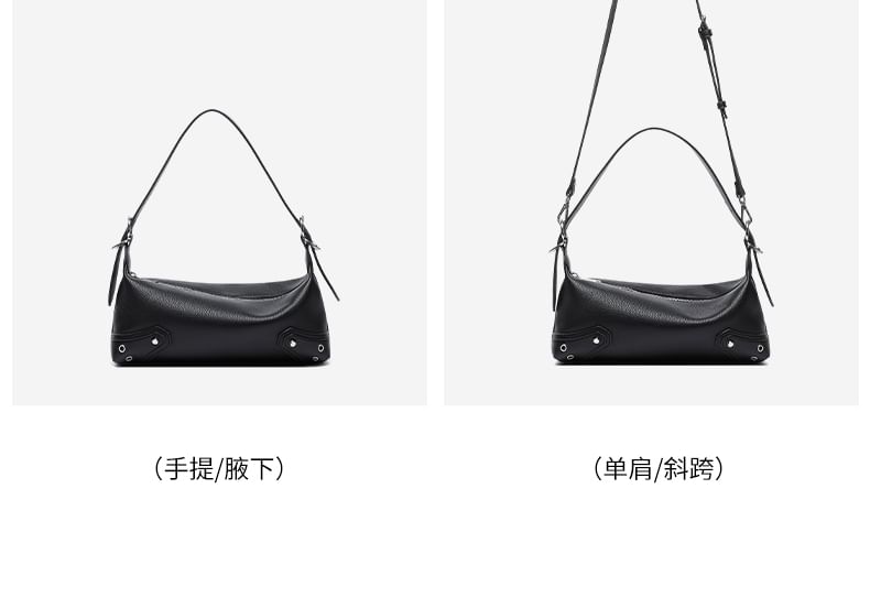 Studded Grommet Buckled Shoulder Bag