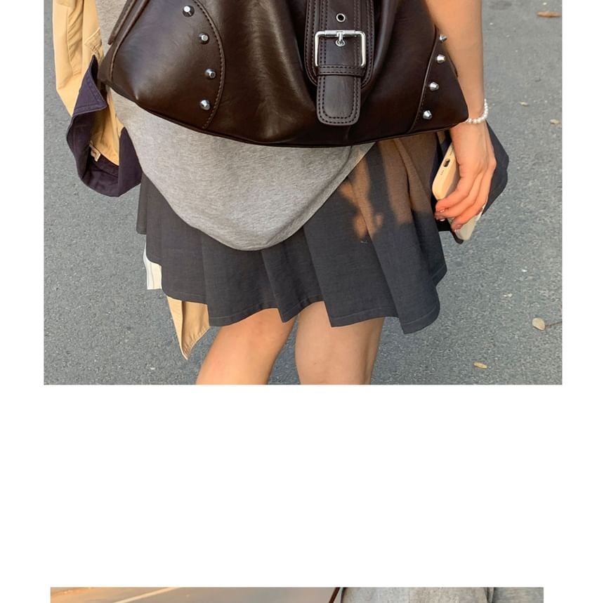 Studded Buckled Shoulder Bag