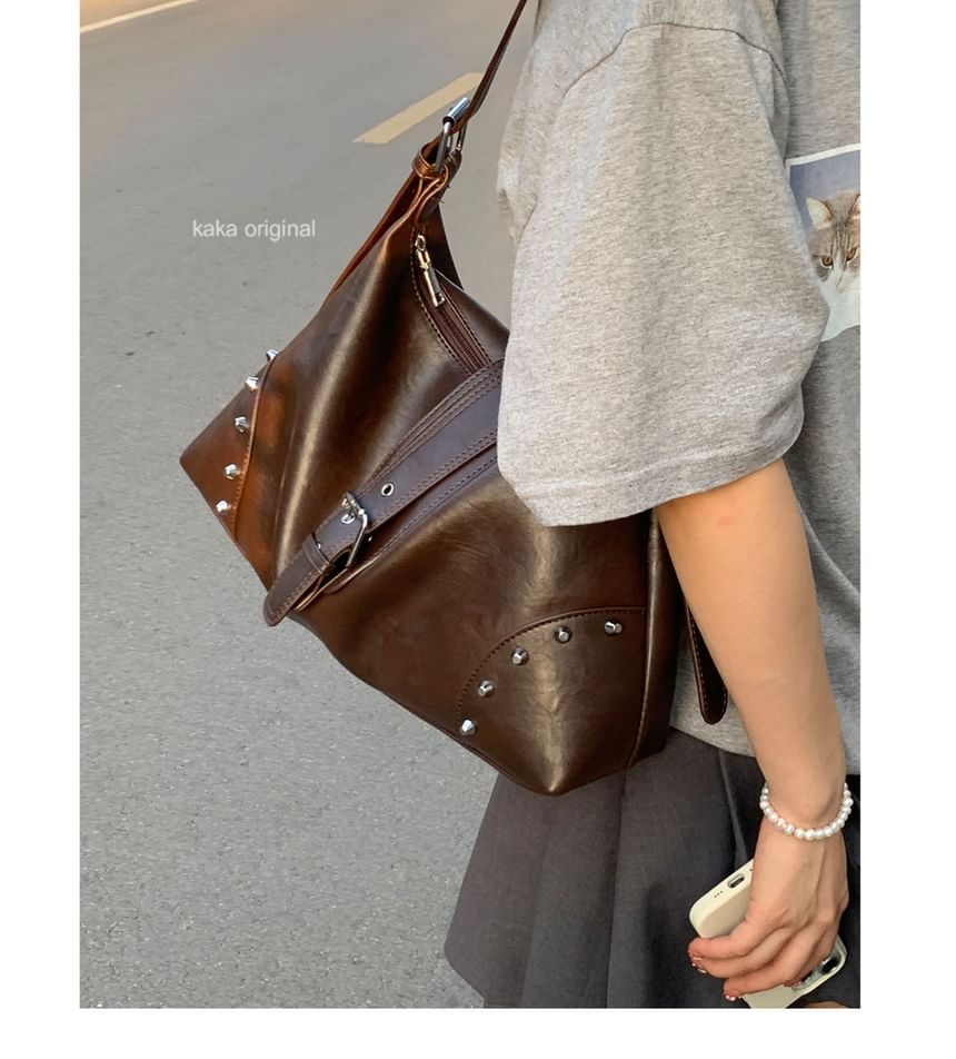 Studded Buckled Shoulder Bag