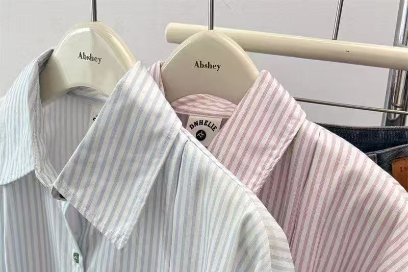 Striped Collared Long Sleeve Button-Up Shirt