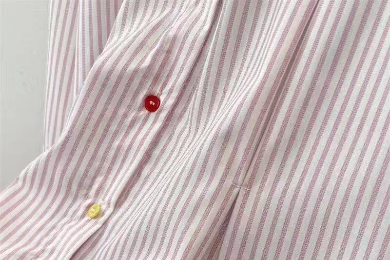 Striped Collared Long Sleeve Button-Up Shirt
