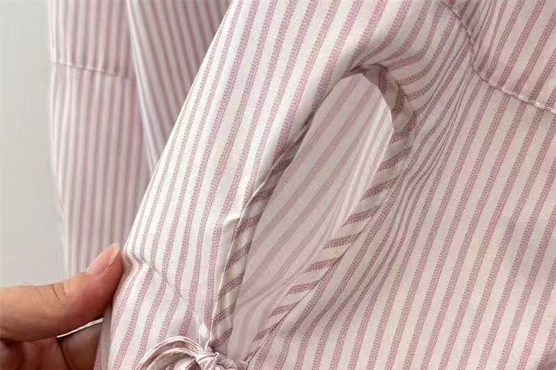 Striped Collared Long Sleeve Button-Up Shirt