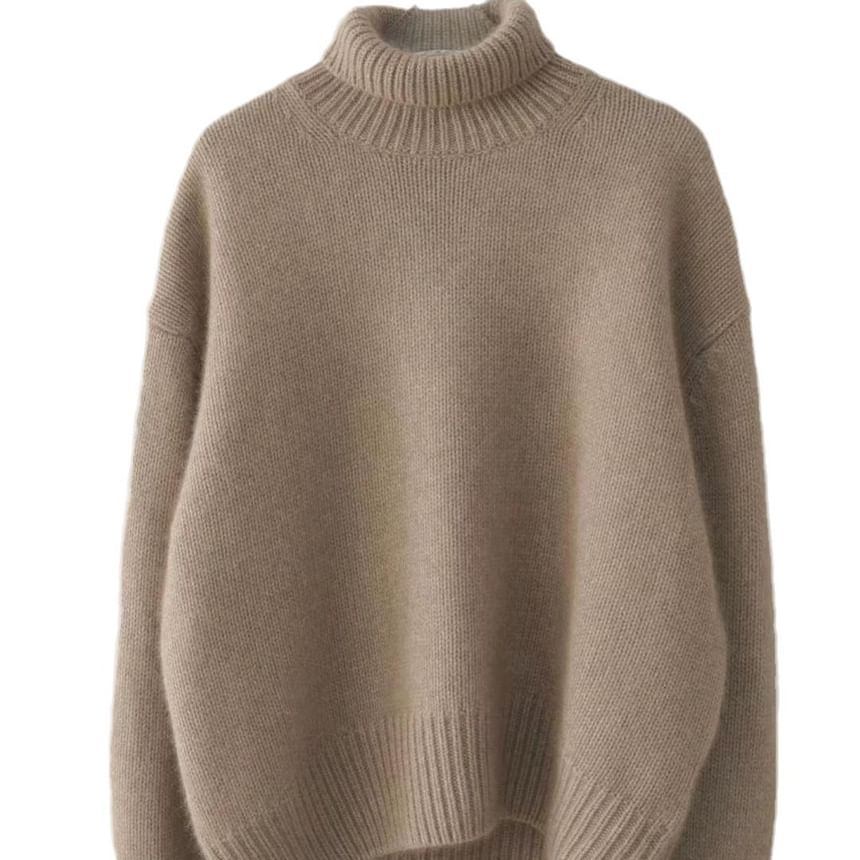 Classic Turtleneck Plain Knit Sweater