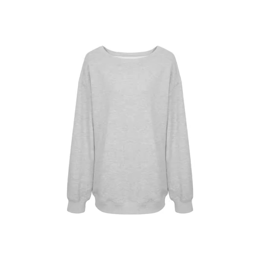 Off-Shoulder Plain Knit Pullover