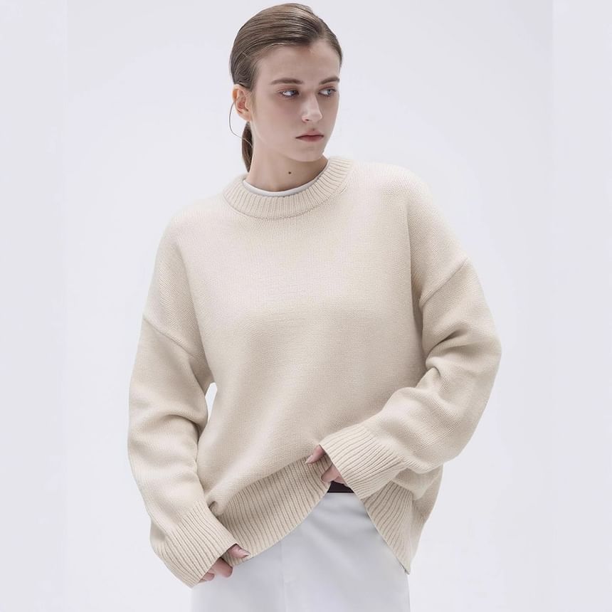 Crew Neck Plain Casual Sweater