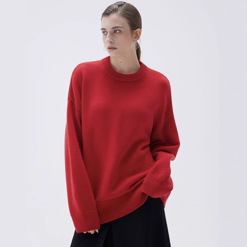 Crew Neck Plain Casual Sweater