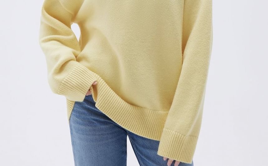 Crew Neck Plain Casual Sweater