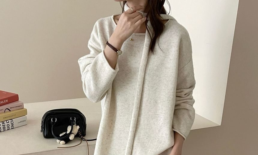 Crew Neck Sweater with High-Rise Knit Maxi Skirt Set