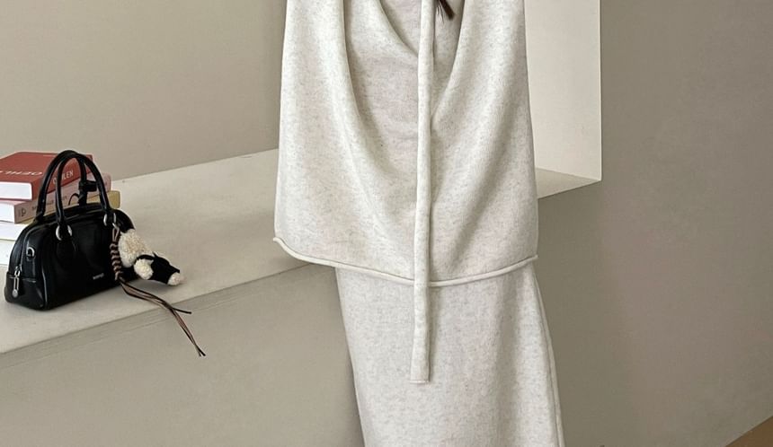 Crew Neck Sweater with High-Rise Knit Maxi Skirt Set