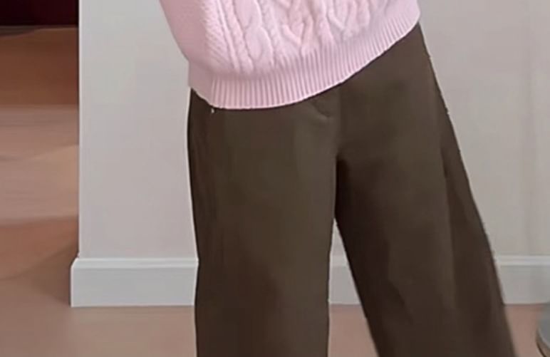 Crew Neck Cable-Knit Sweater